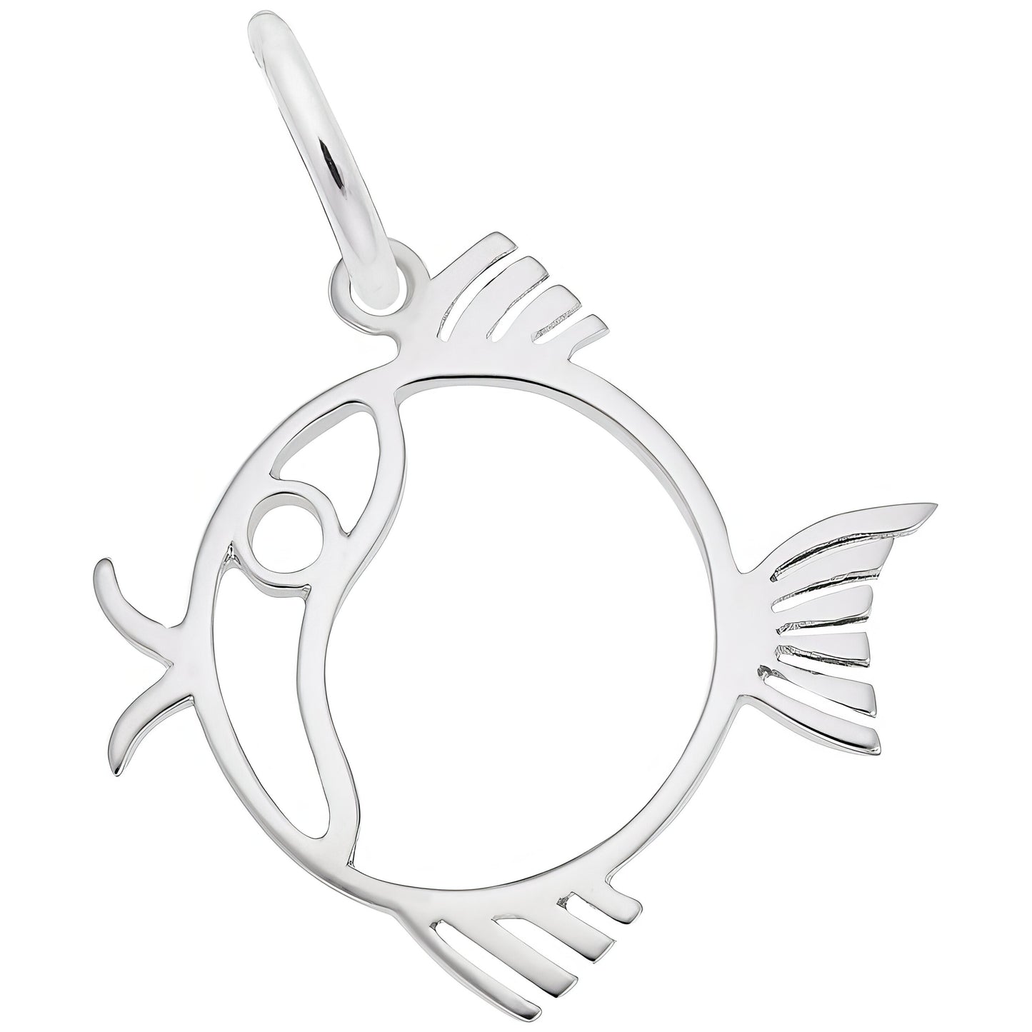 Flat Fish Charm - Metal - Sterling Silver