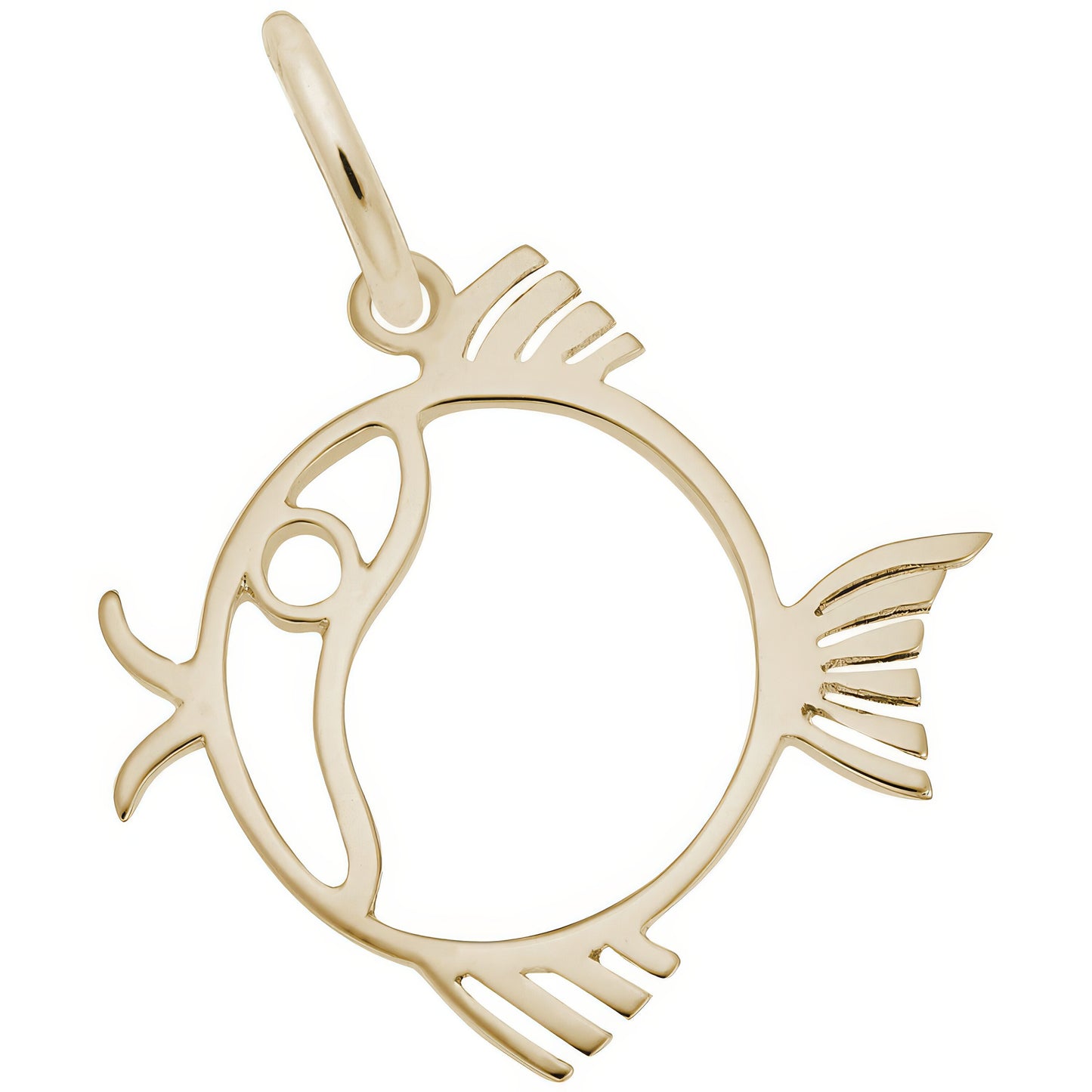 Flat Fish Charm - Metal - Sterling Silver