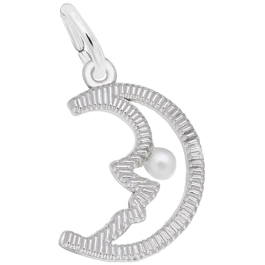 Sterling Silver Moon Charm - 16mm x 10mm