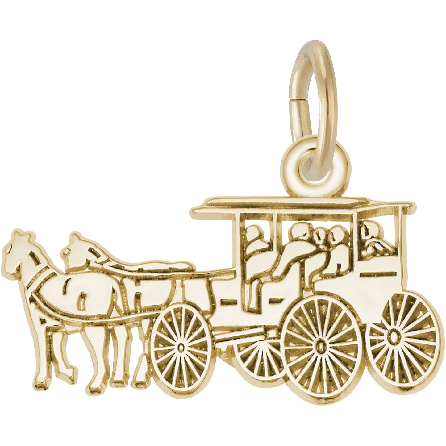 Flat Horse & Carriage Charm - Metal - Sterling Silver