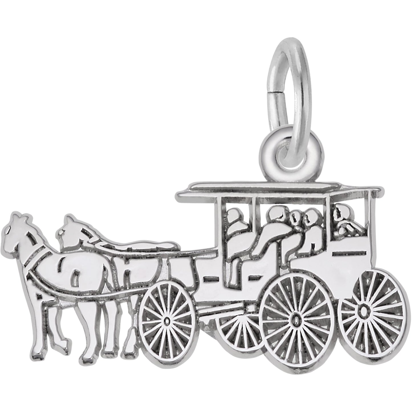 Flat Horse & Carriage Charm - Metal - Sterling Silver