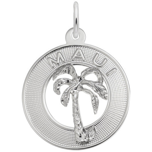 Maui Palm Tree Charm - Metal - Sterling Silver