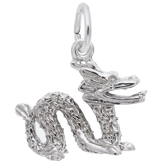 Chinese Serpent Dragon Charm - Metal - Sterling Silver
