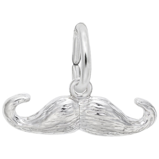 Sterling Silver Moustache Charm - 6mm x 19mm