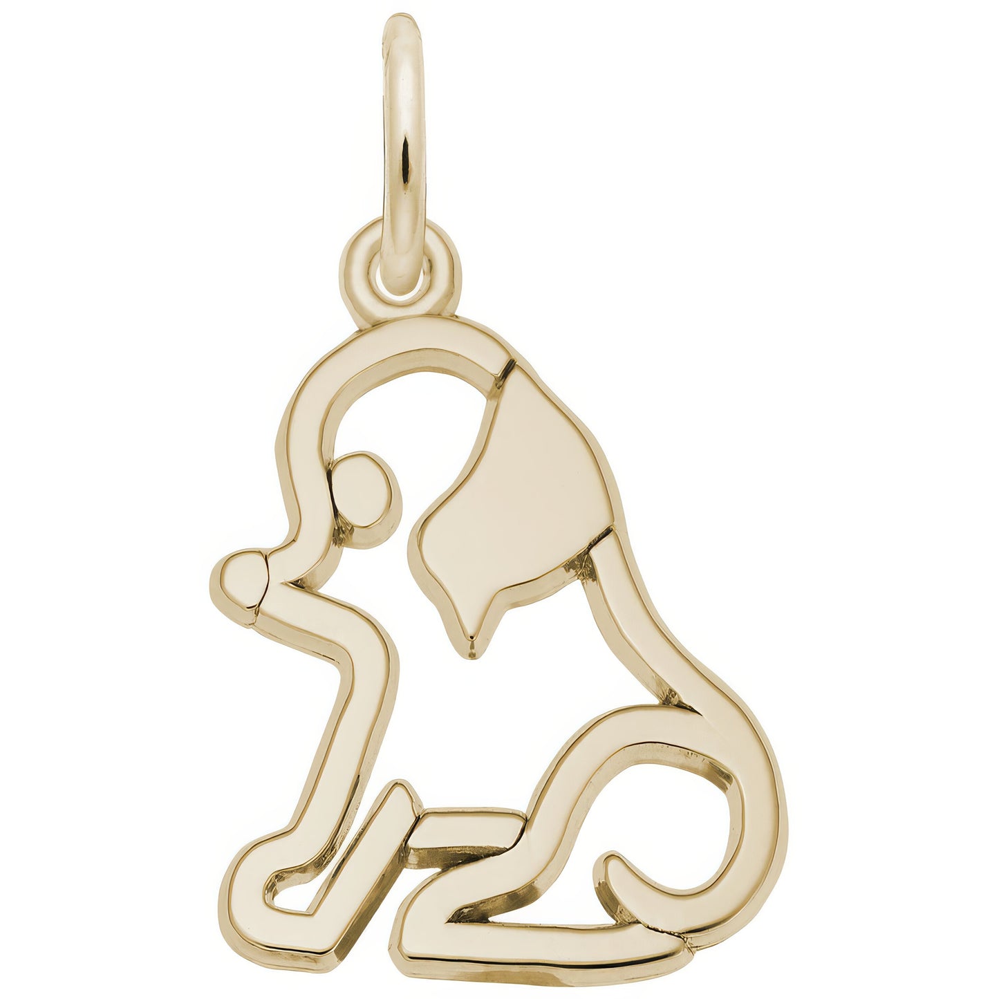 Flat Sitting Dog Charm - Metal - Sterling Silver
