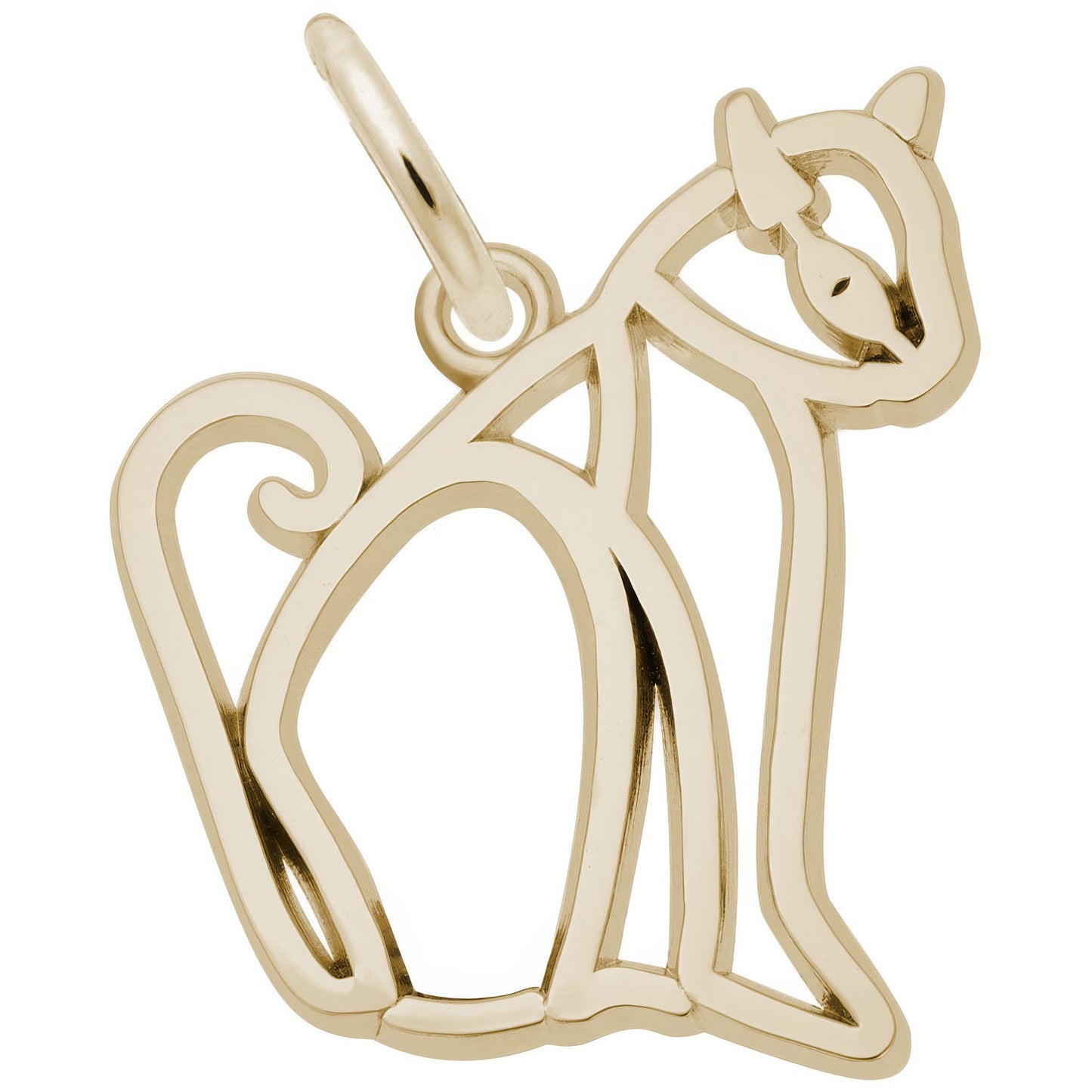 Flat Sitting Cat Charm - Metal - Sterling Silver