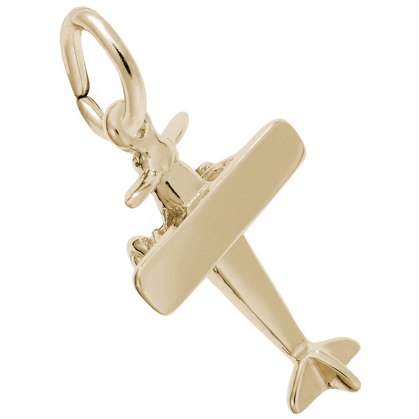 Small Single Engine Airplane Charm - Metal - Sterling Silver