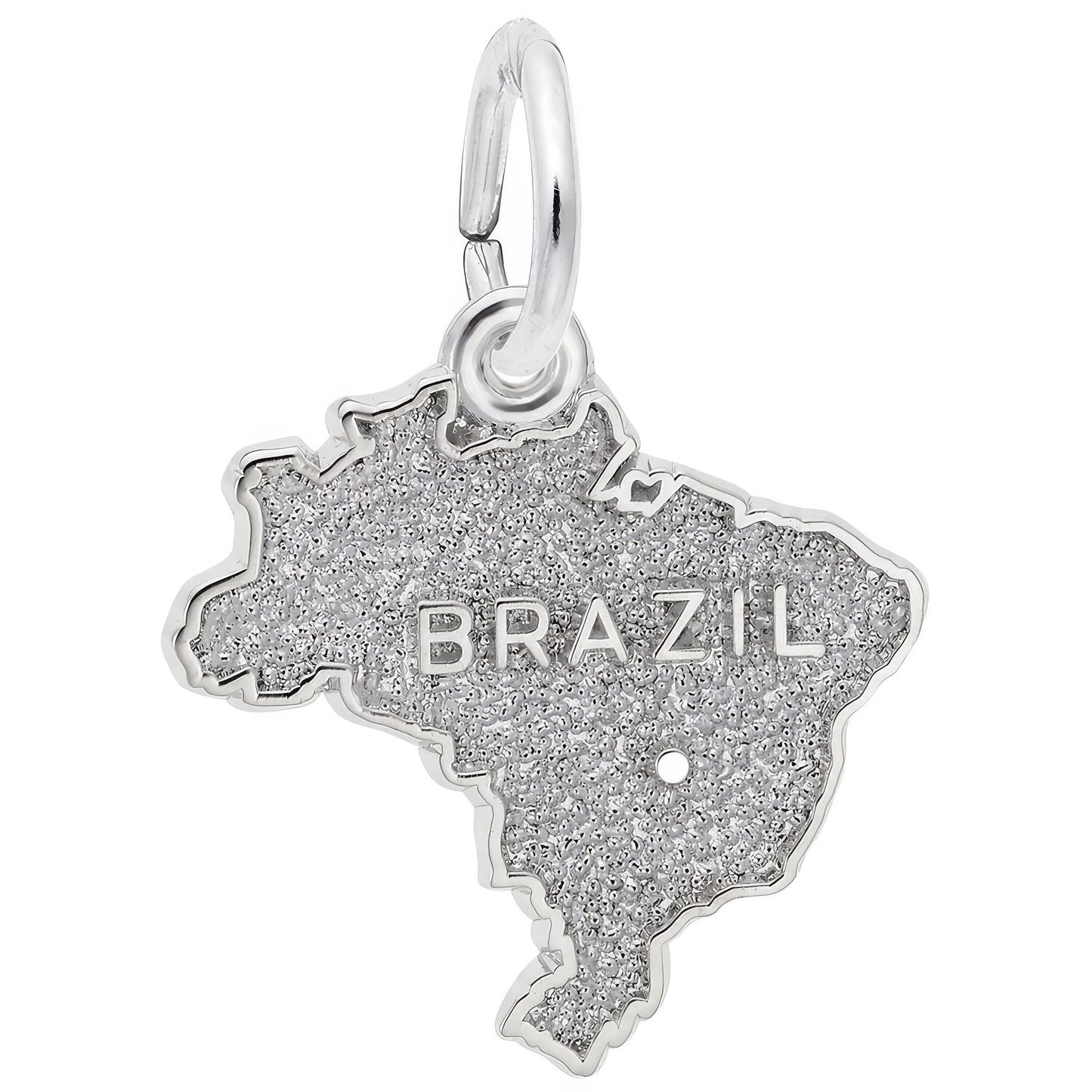 Brazil Map Charm - Metal - Sterling Silver