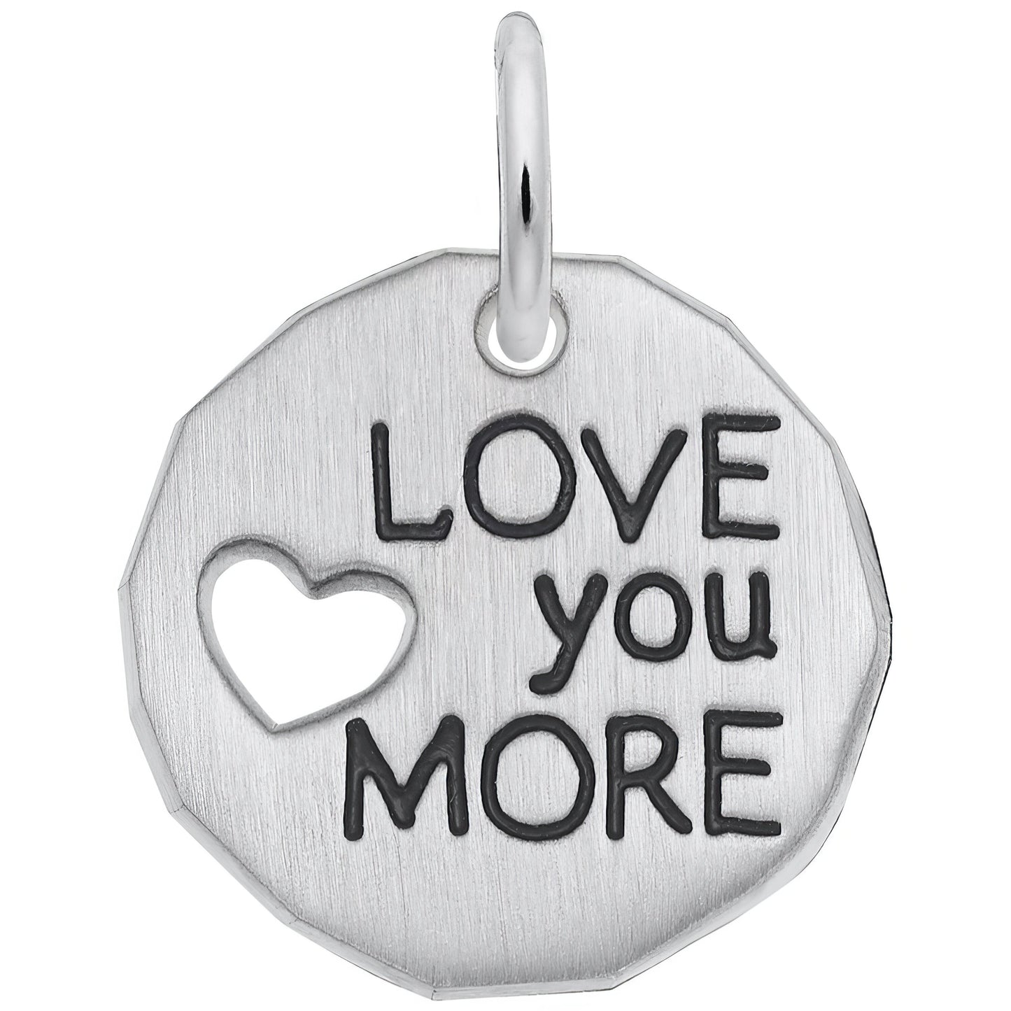 Sterling Silver Love You More Charm - 18mm x 18mm