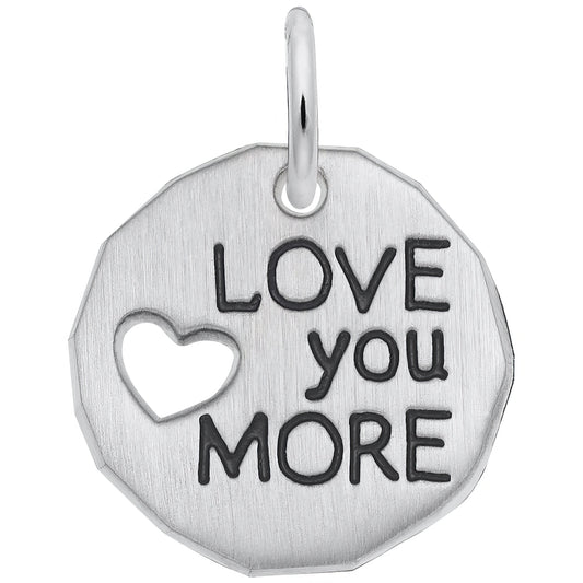 Sterling Silver Love You More Charm - 18mm x 18mm