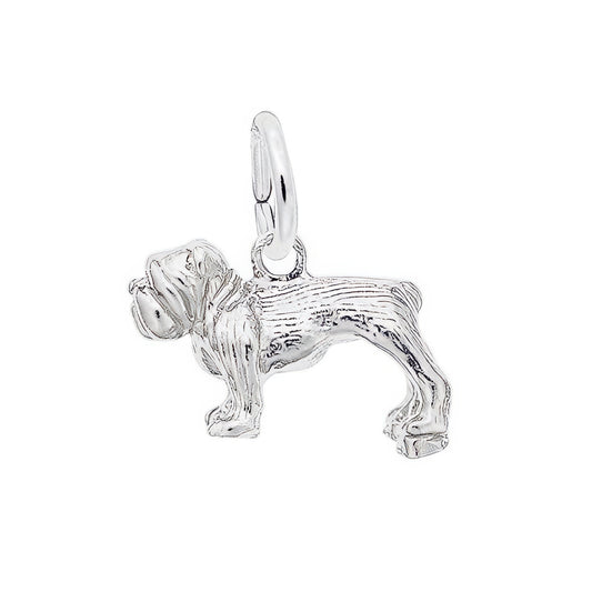 Sterling Silver Bulldog Charm - 8mm x 11mm