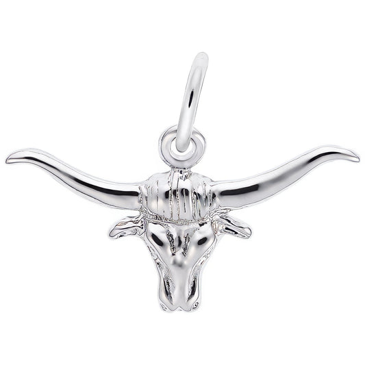Steer Head Charm - Metal - Sterling Silver