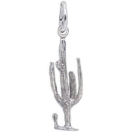 Sterling Silver Cactus Charm - 23mm x 10mm