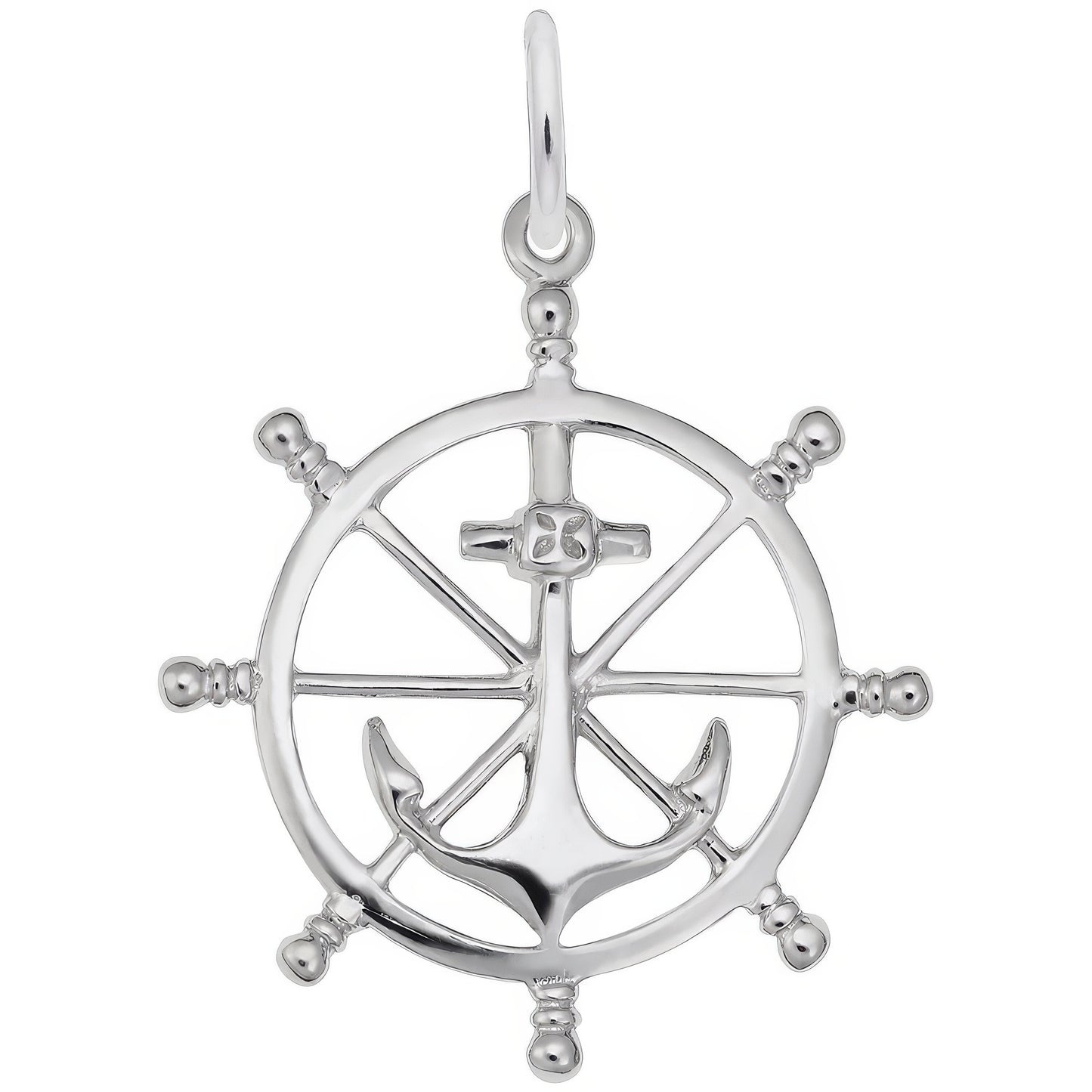 Sterling Silver Ship Wheel Charm - 23mm x 23mm
