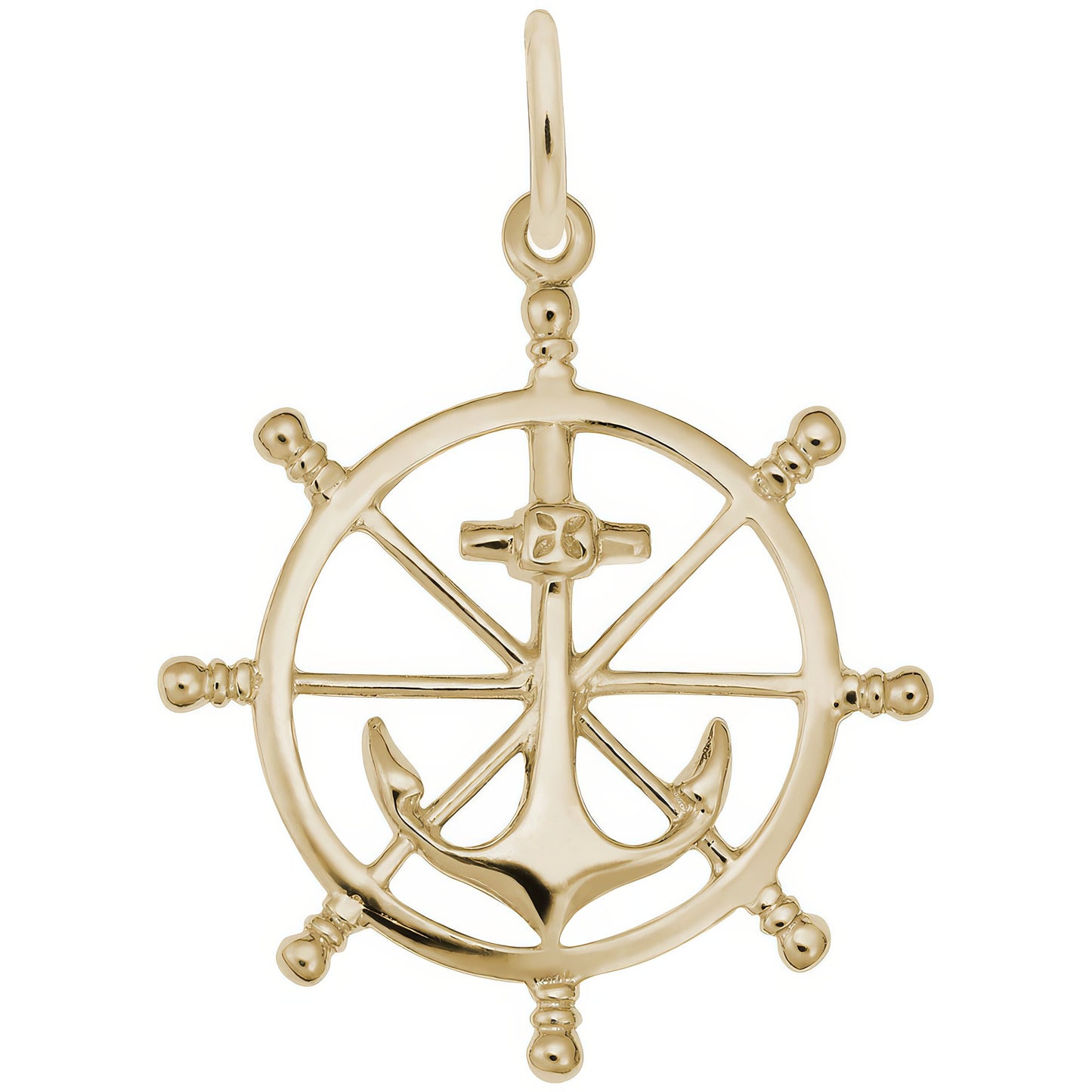Sterling Silver Ship Wheel Charm - 23mm x 23mm