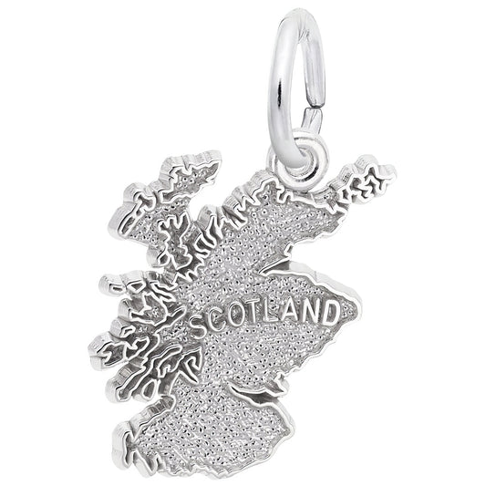 Sterling Silver Scotland Map Charm - 21mm x 15mm
