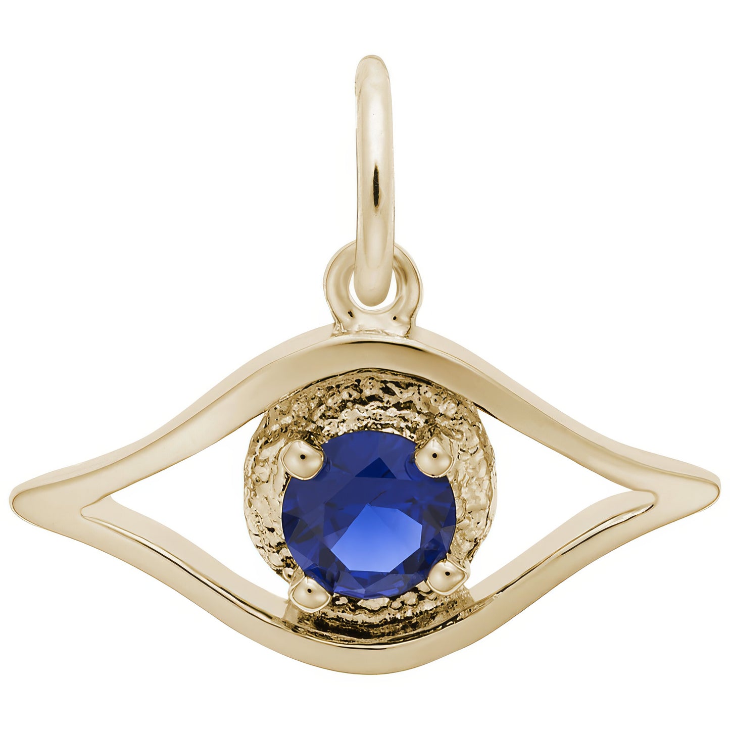 Evil Eye Charm w/Blue Synthetic Crystal - Metal - Sterling Silver