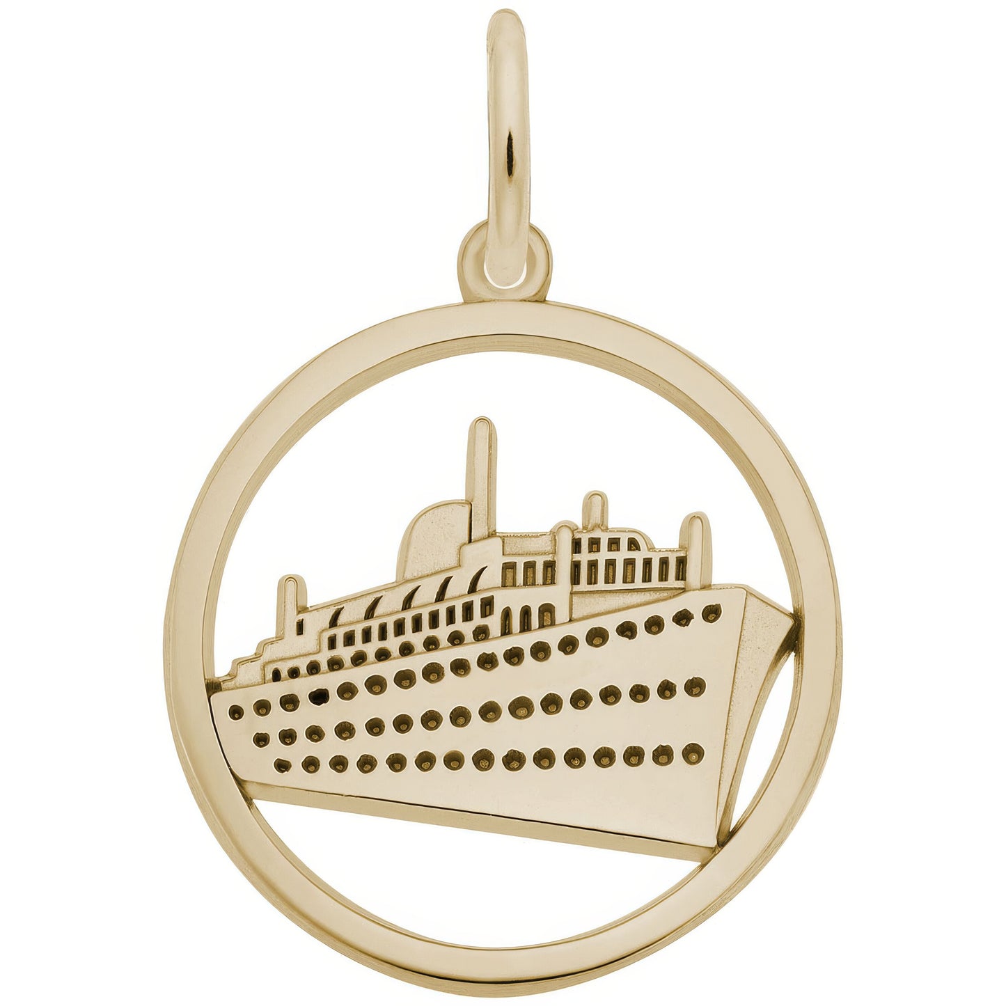 Ringed Cruise Ship Charm - Metal - Sterling Silver