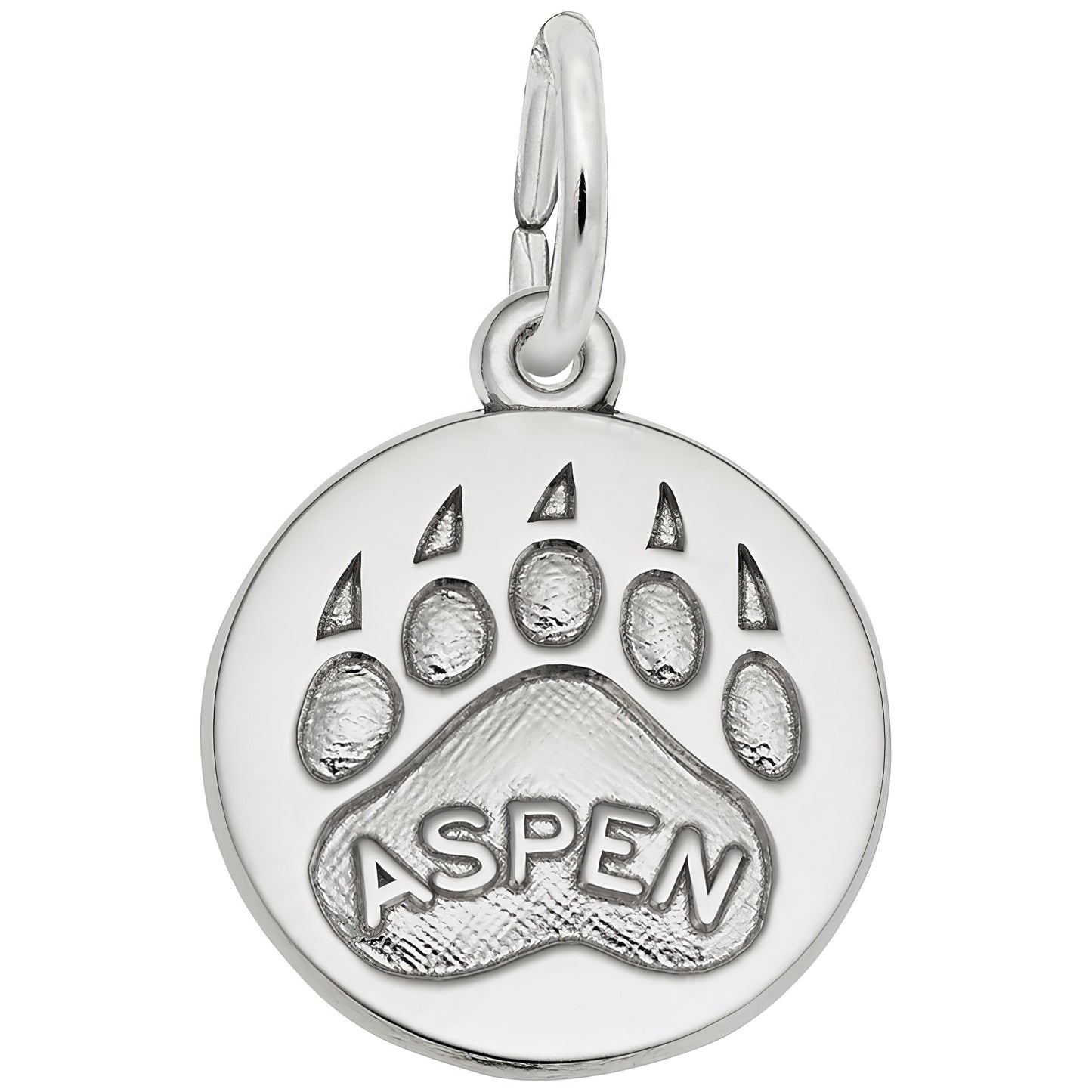 Aspen Bear Paw Print Charm - Metal - Sterling Silver
