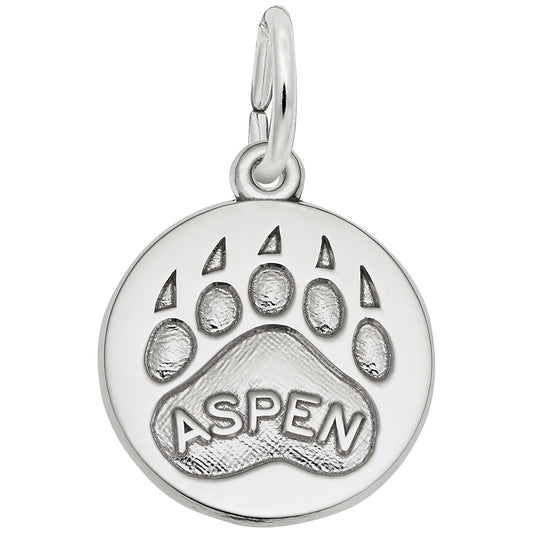 Aspen Bear Paw Print Charm - Metal - Sterling Silver