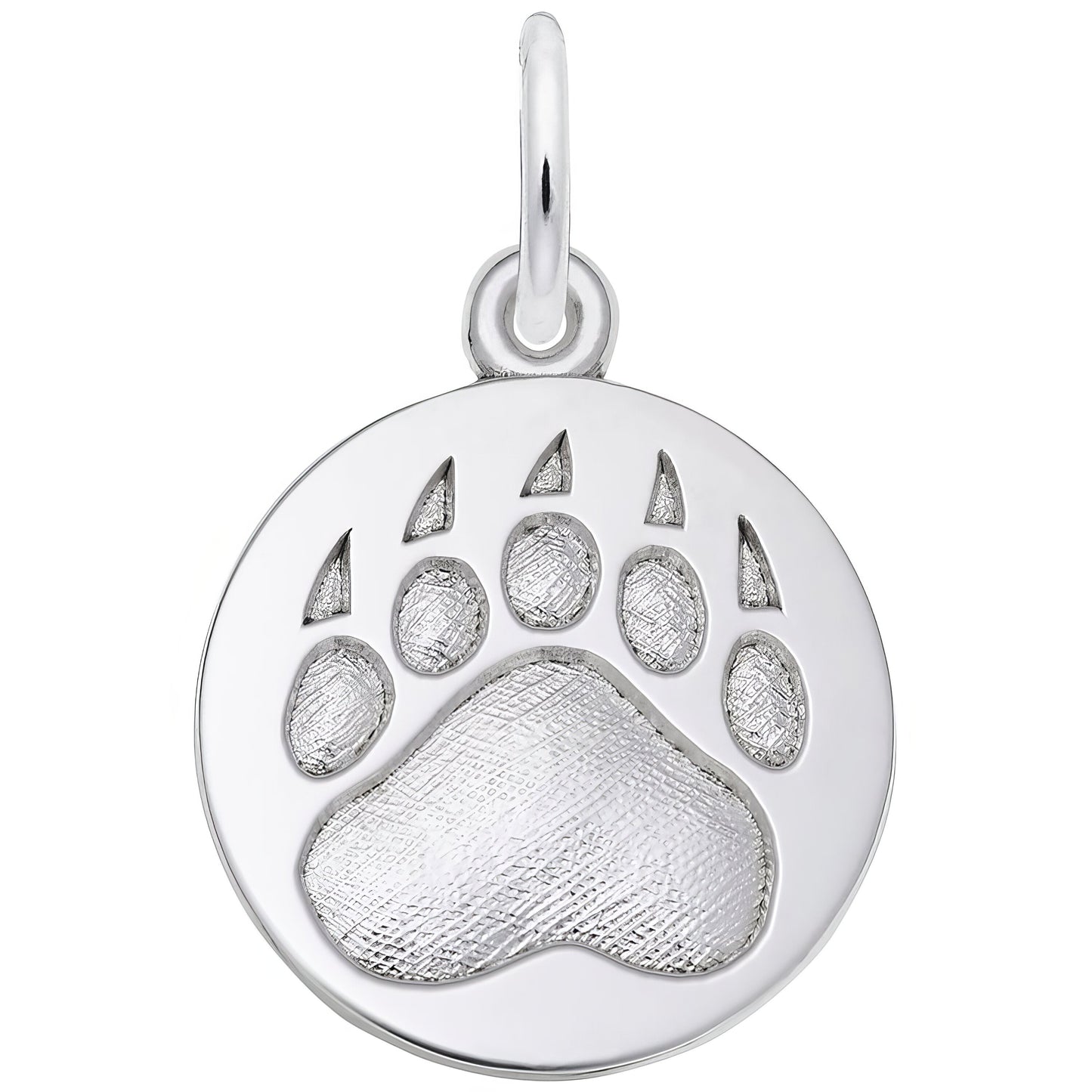 Sterling Silver Bear Paw Print Charm - 15mm x 15mm