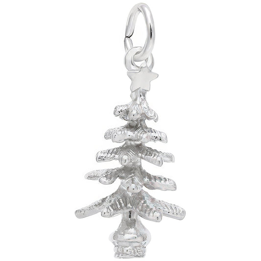 Evergreen Tree Charm - Metal - Sterling Silver