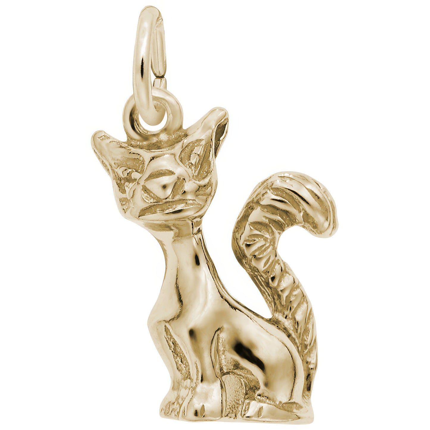 Long Tailed Cat Charm - Metal - Sterling Silver