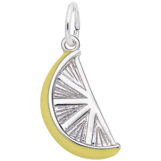 Sterling Silver Lemon Slice Charm - 10mm x 19mm