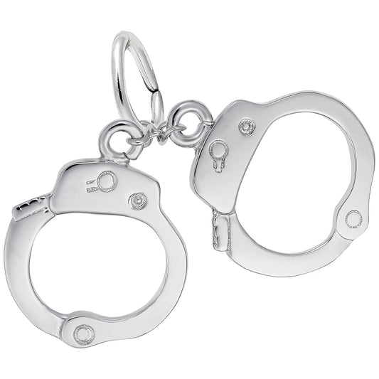 Sterling Silver Handcuffs Charm - 14mm x 14mm