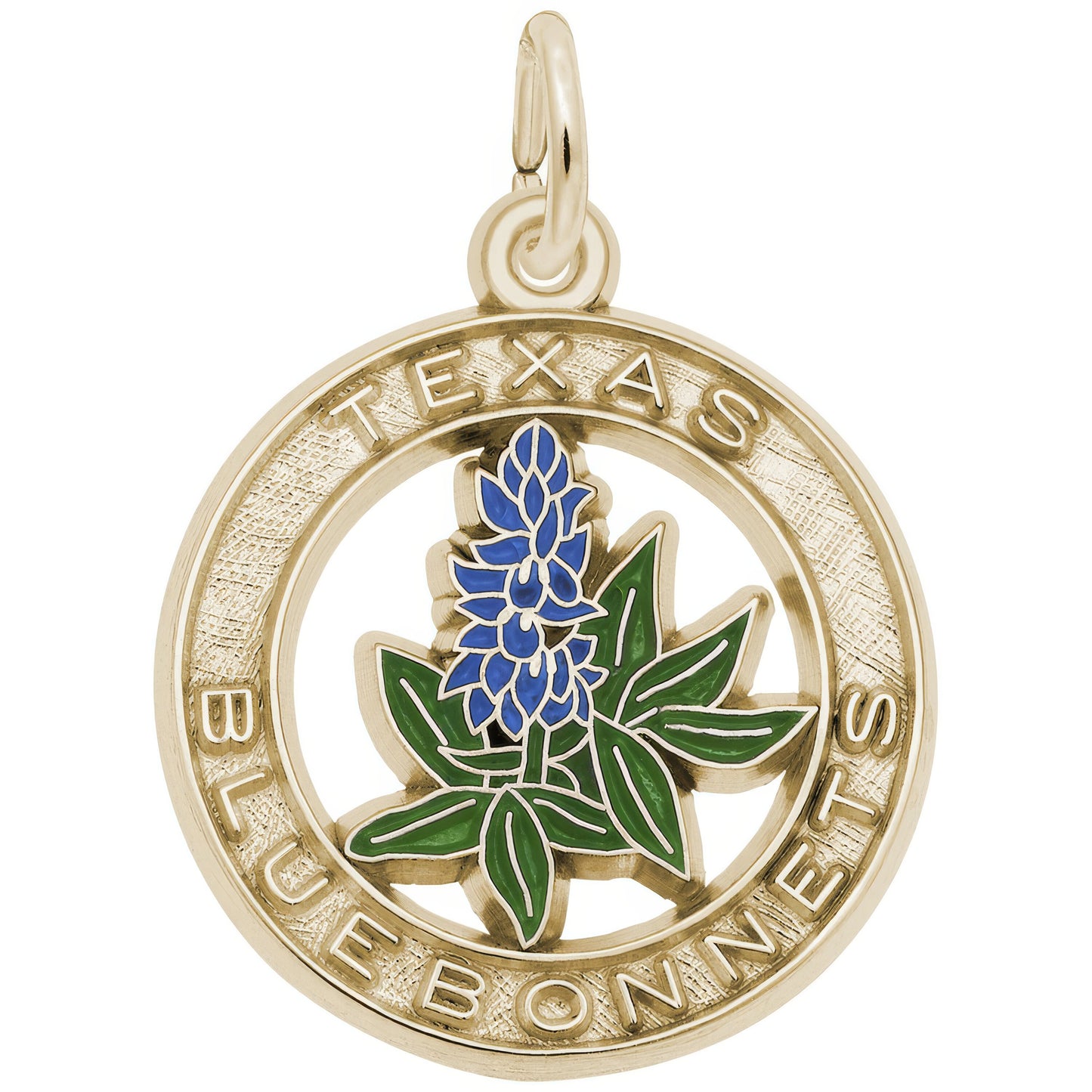 Sterling Silver Texas Bluebonnets Charm - 19mm x 19mm