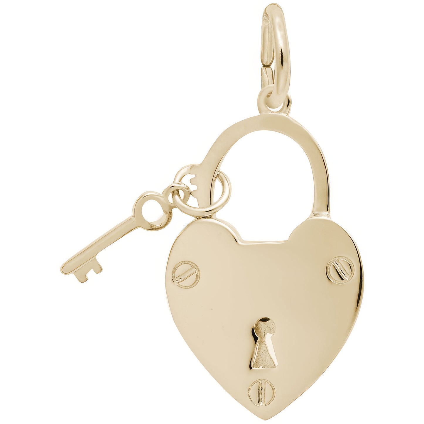 Sterling Silver Locked With Love Charm Charm - 22mm x 15mm