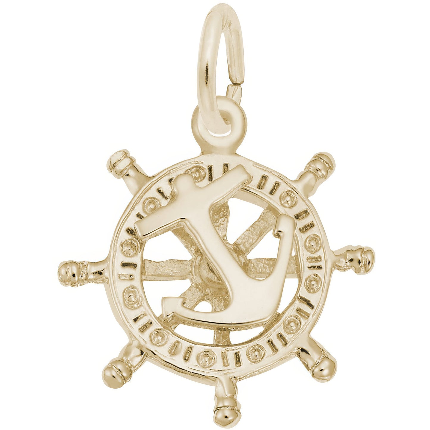 Sterling Silver Wheel & Anchor Charm - 14mm x 14mm