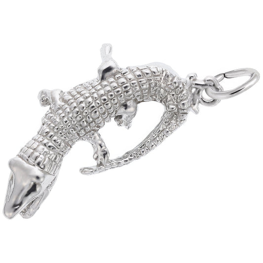Snapping Alligator Charm - Metal - Sterling Silver