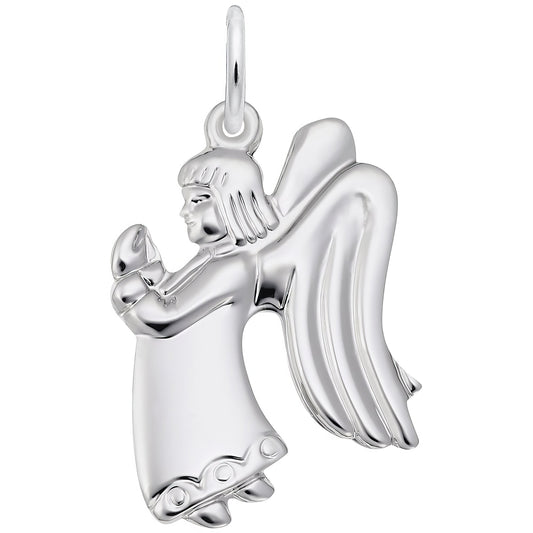 Sterling Silver Flat Praying Angel Girl Charm
