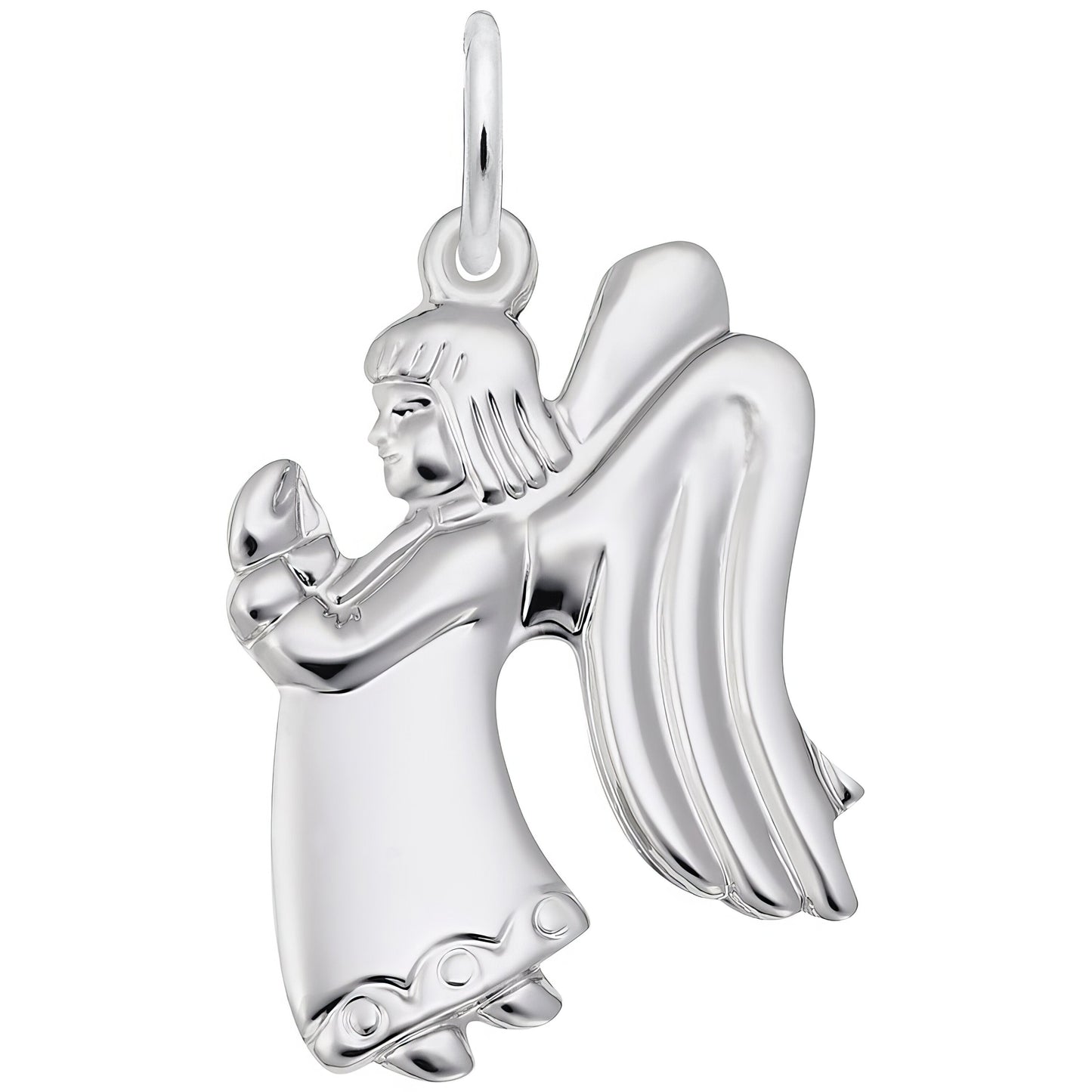 Sterling Silver Flat Praying Angel Girl Charm