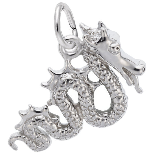 Serpent Dragon Charm - Metal - Sterling Silver