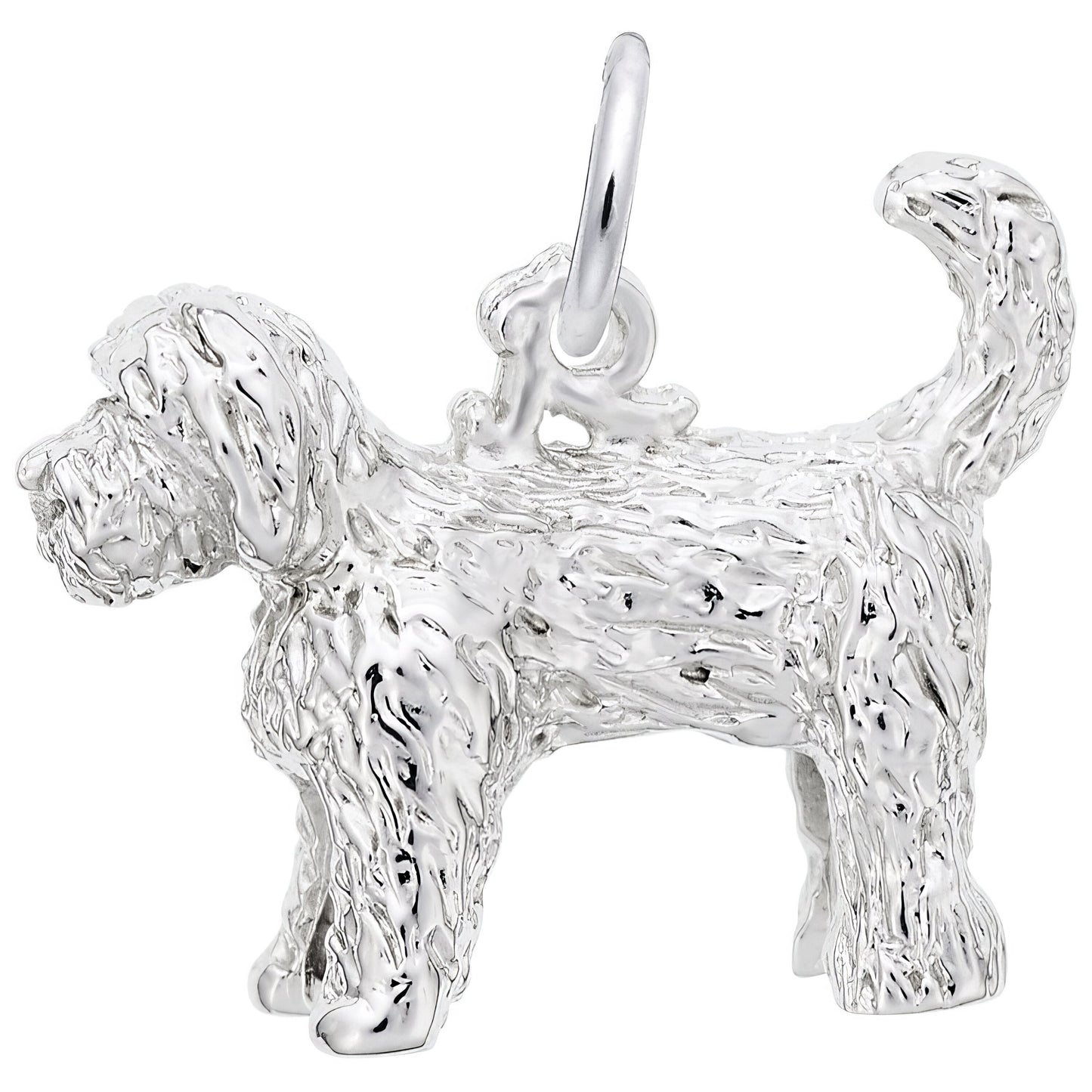 Sterling Silver Labradoodle Dog 3D Charm