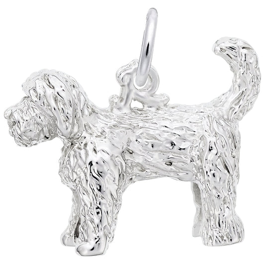 Sterling Silver Labradoodle Dog 3D Charm