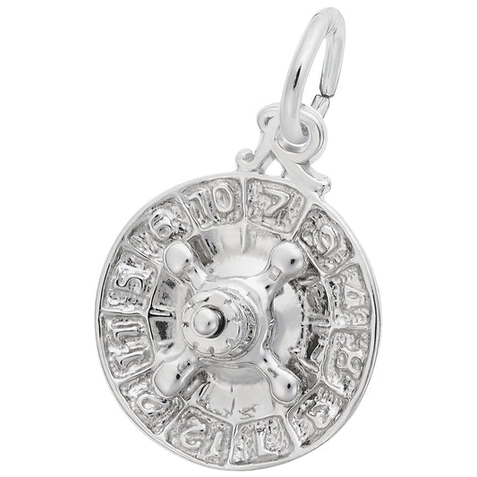 Roulette Wheel Charm - Metal - Sterling Silver