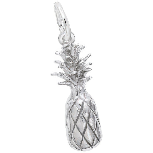 Detailed Pineapple Charm - Metal - Sterling Silver