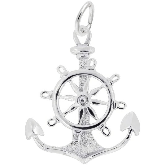 Anchor, Wheel Charm, Sterling Silver