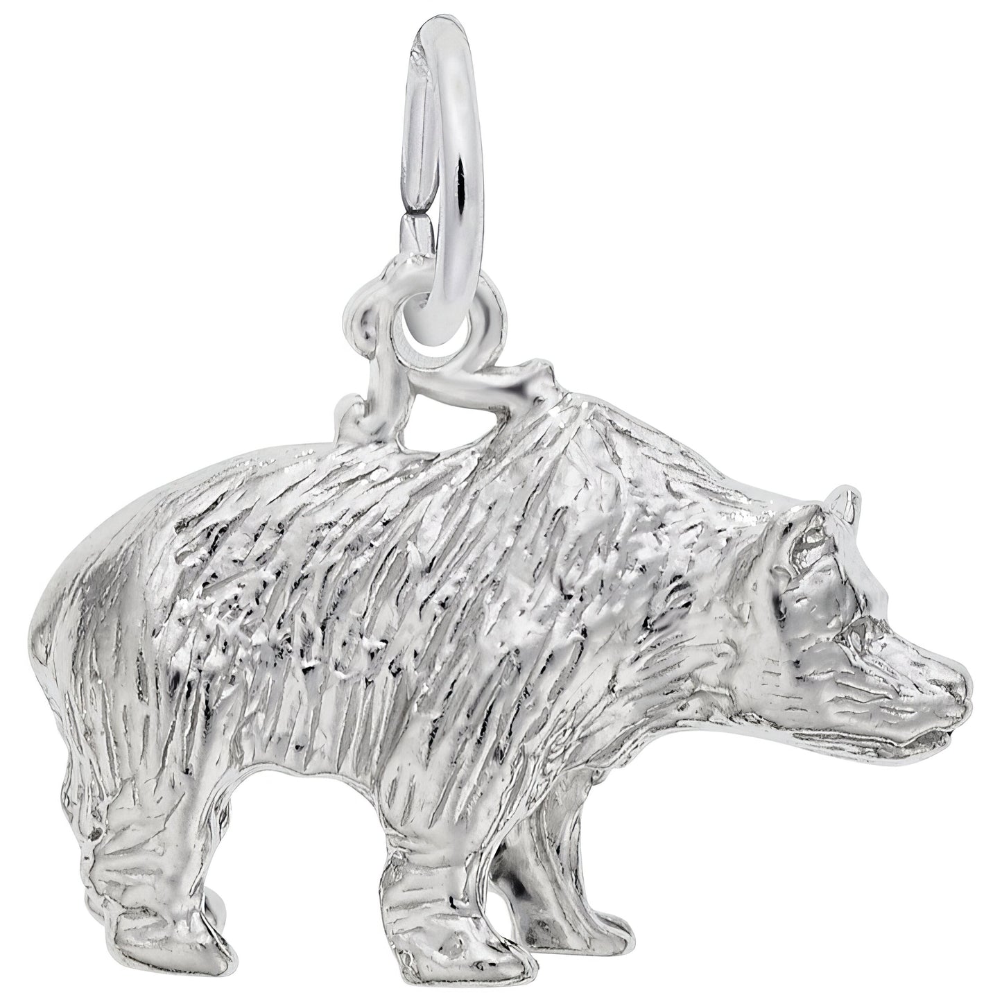 Sterling Silver Grizzly Bear Charm - 11mm x 17mm