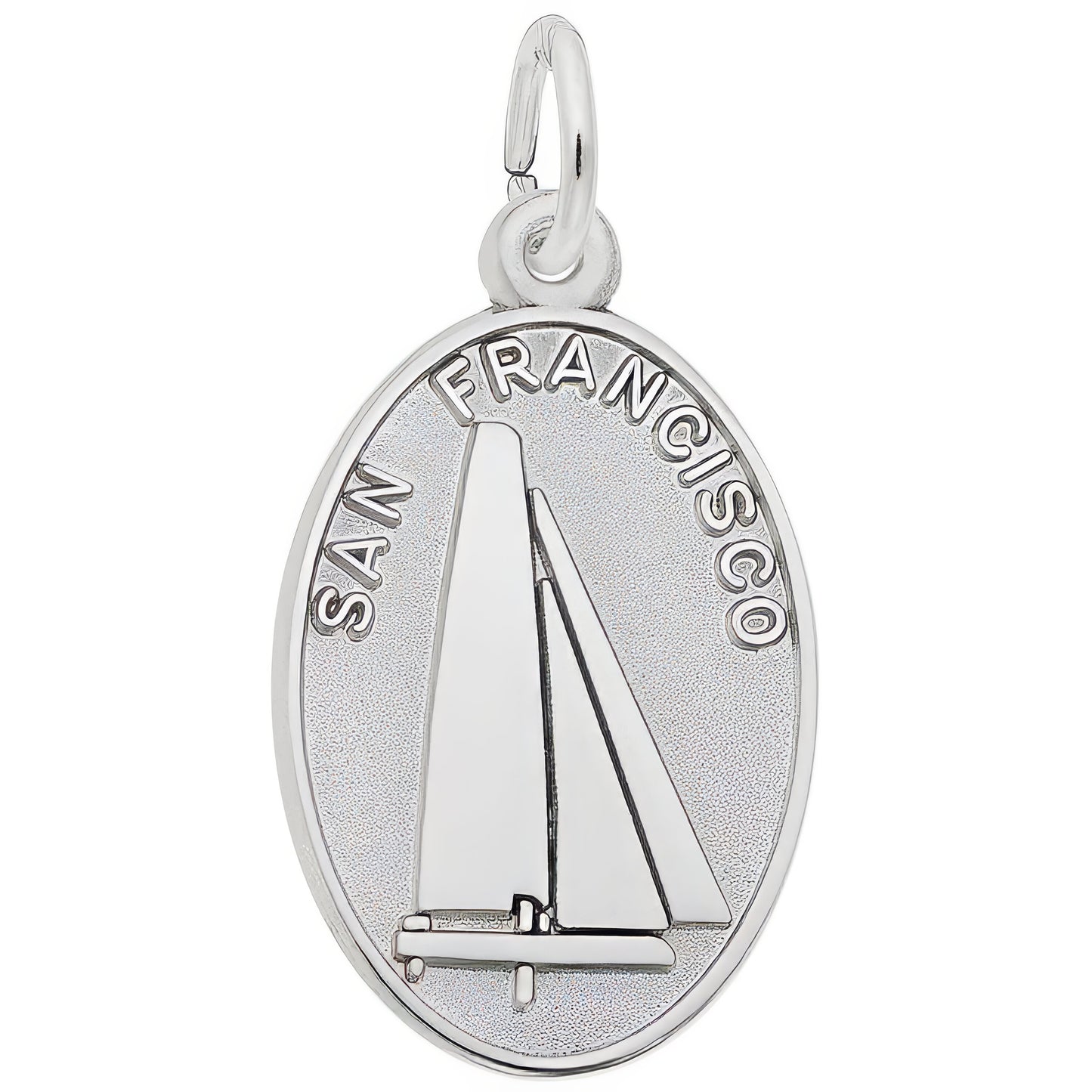 Sterling Silver San Francisco Catamaran Disc Charm - 20mm x 14mm