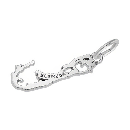 Bermuda Map Charm - Metal - Sterling Silver