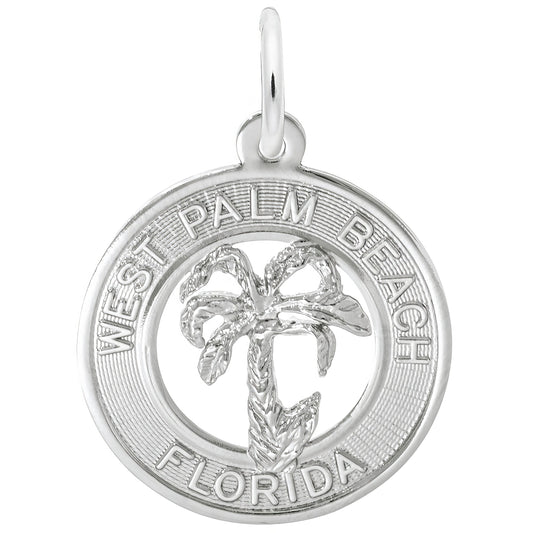 Sterling Silver West Palm Beach Florida Charm - 19mm x 19mm