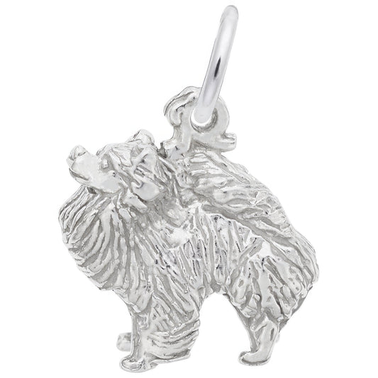 Sterling Silver Pomeranian Charm - 12mm x 12mm