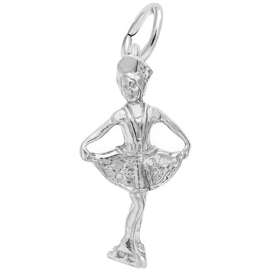 Ice Skater Charm - Metal - Sterling Silver