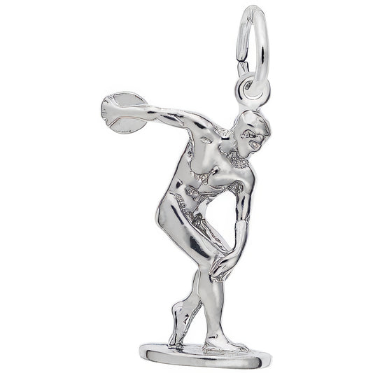 Discus Thrower Charm - Metal - Sterling Silver