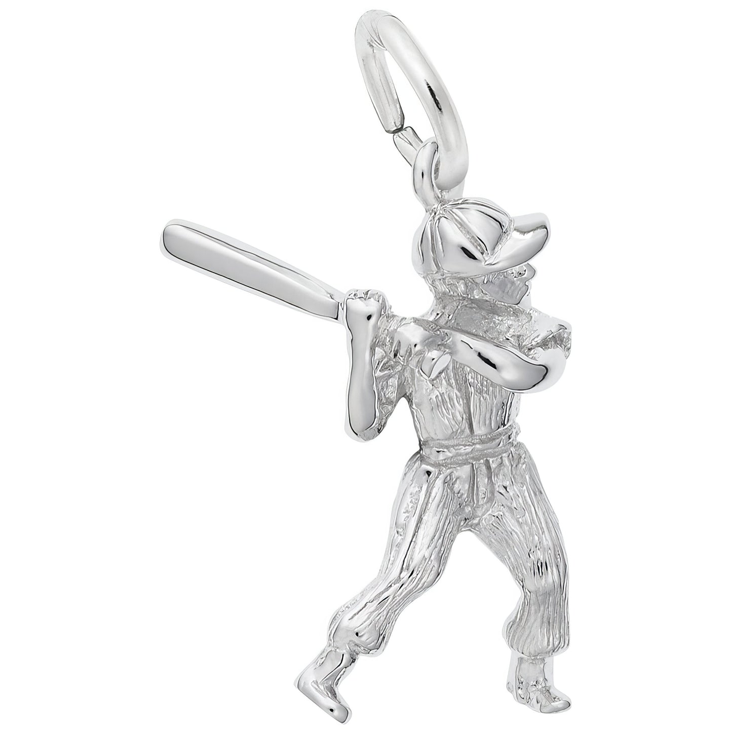 Baseball Player Charm - Metal - Sterling Silver