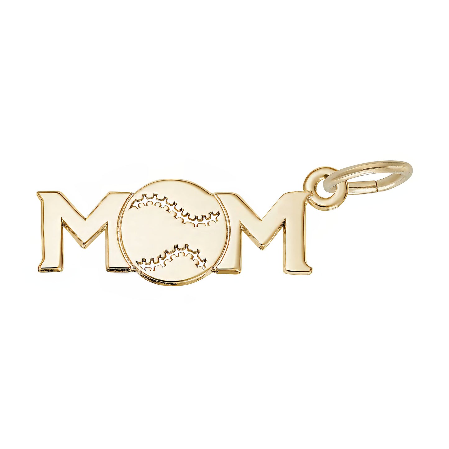 Sterling Silver Baseball Mom Charm - 6mm x 19mm